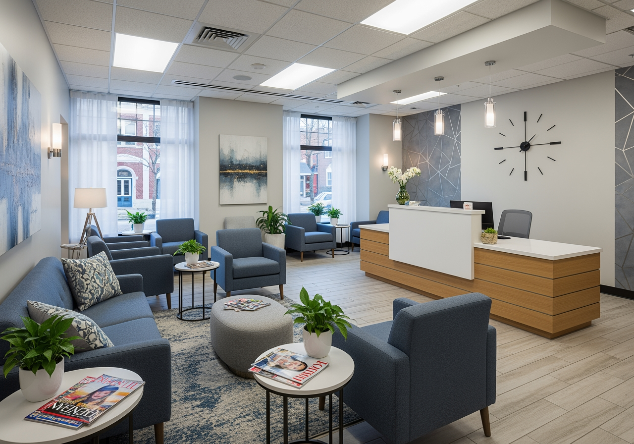 A welcoming and modern dental office reception area - patient-focused dental care