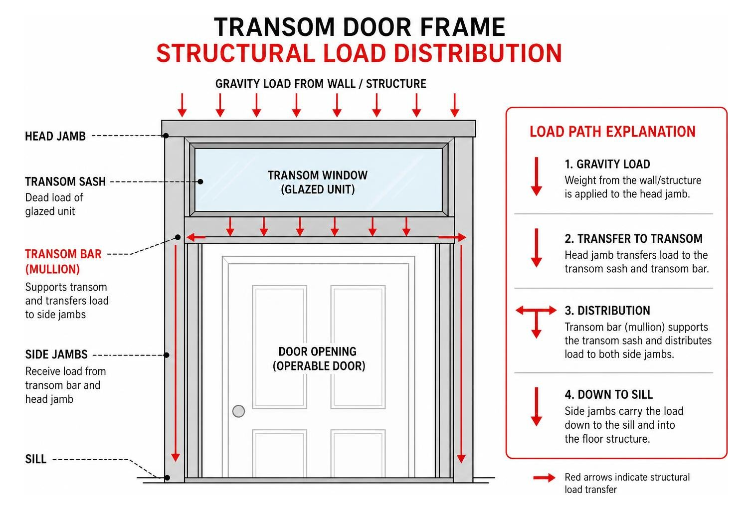 transom door frame structural load distribution diagram transom door frame structural load distribution diagram