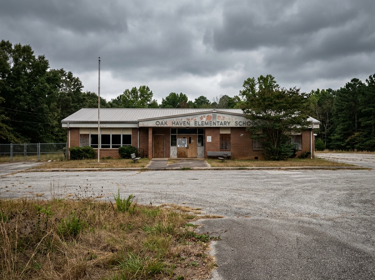 closed school building representing budget cuts - remote learning expense cuts