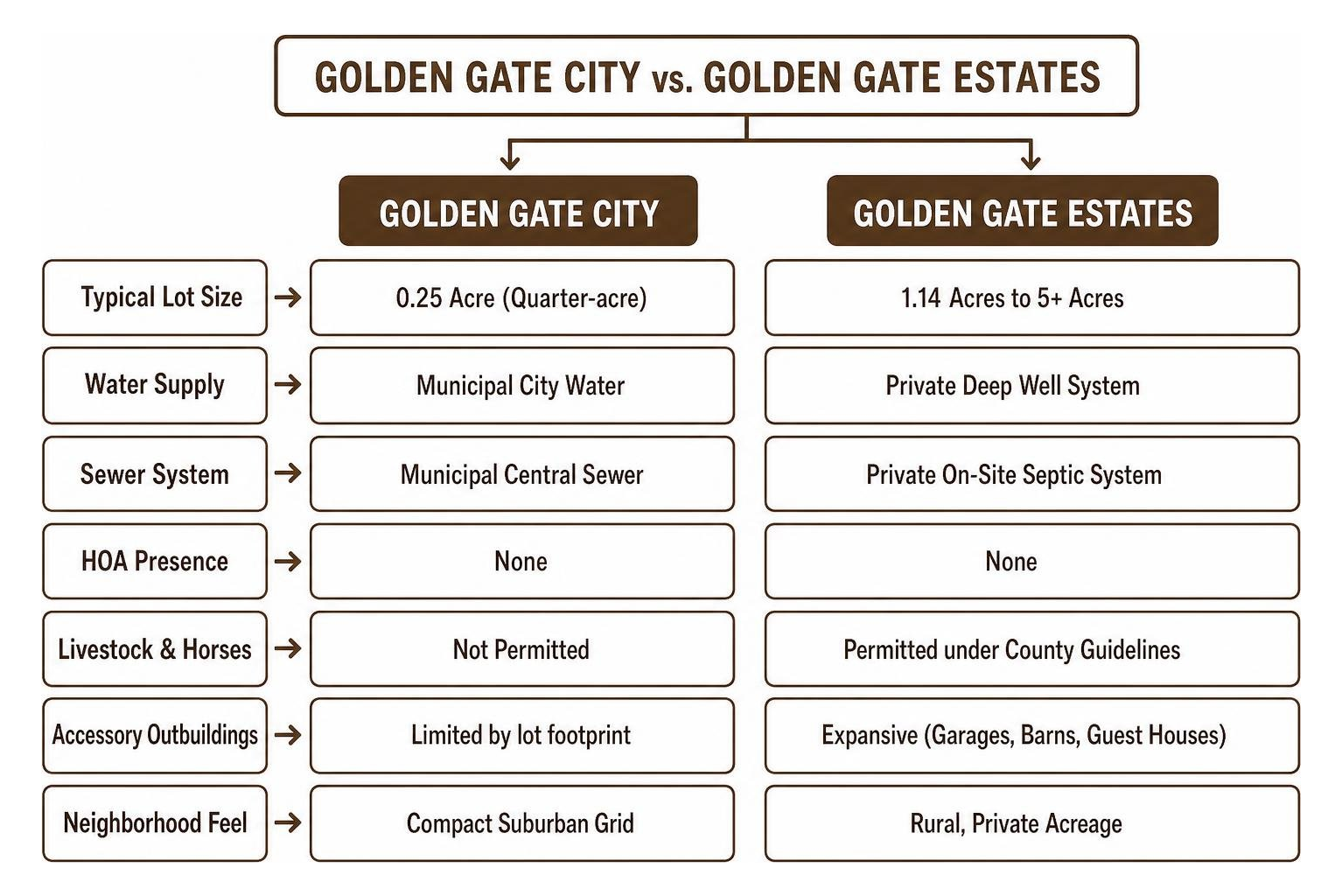 Comparison workflow between Golden Gate City and Golden Gate Estates Comparison workflow between Golden Gate City and Golden Gate Estates