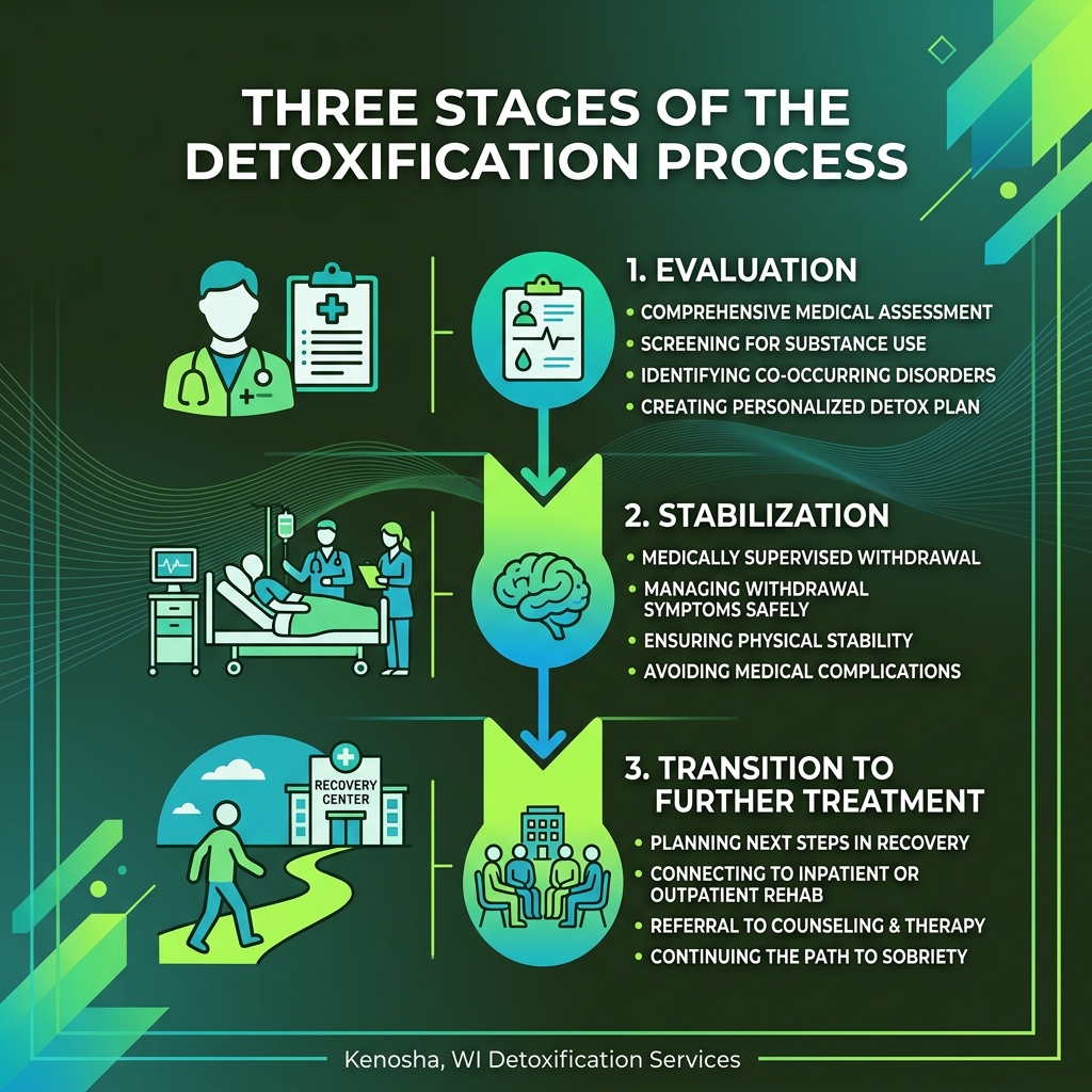 Three stages of detoxification process: evaluation, stabilization, and transition to further treatment - Detox Centers Three stages of detoxification process: evaluation, stabilization, and transition to further treatment - Detox Centers