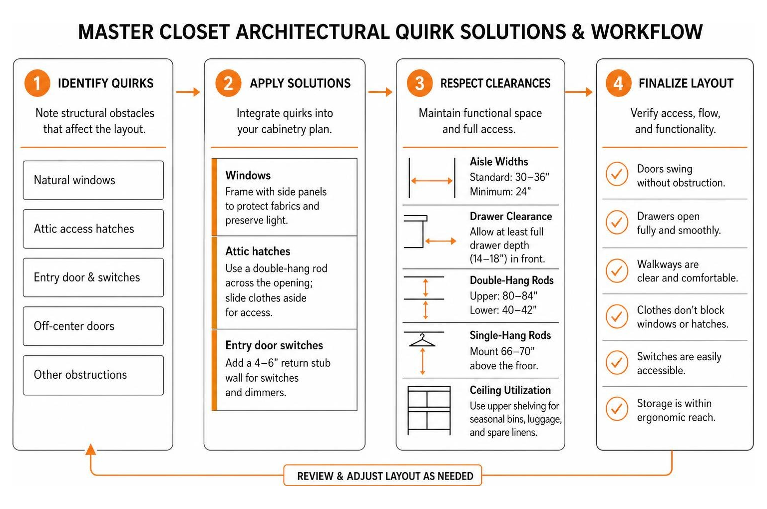 Master closet architectural quirk solutions and workflow Master closet architectural quirk solutions and workflow