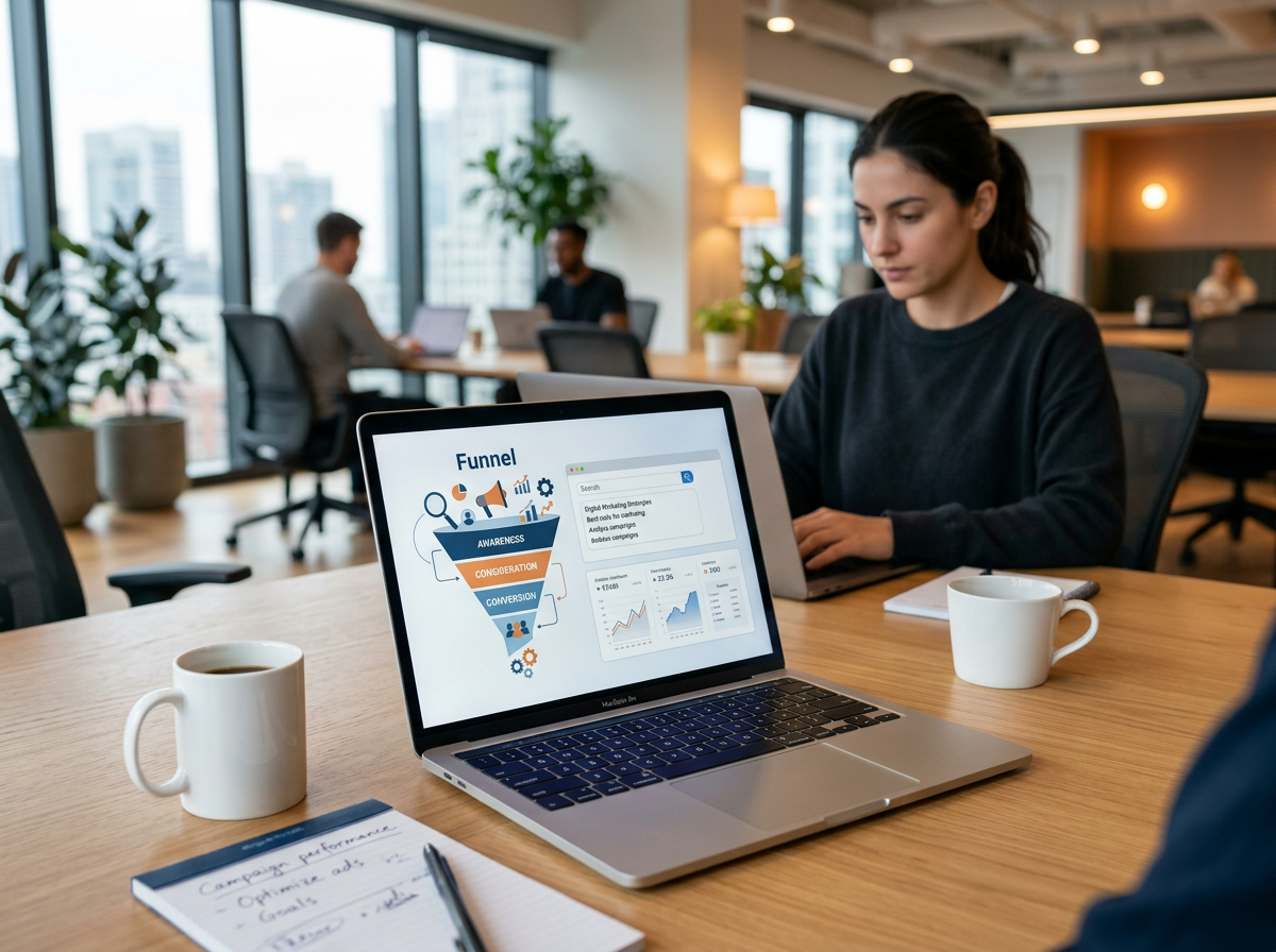 digital marketing funnel across search and display channels