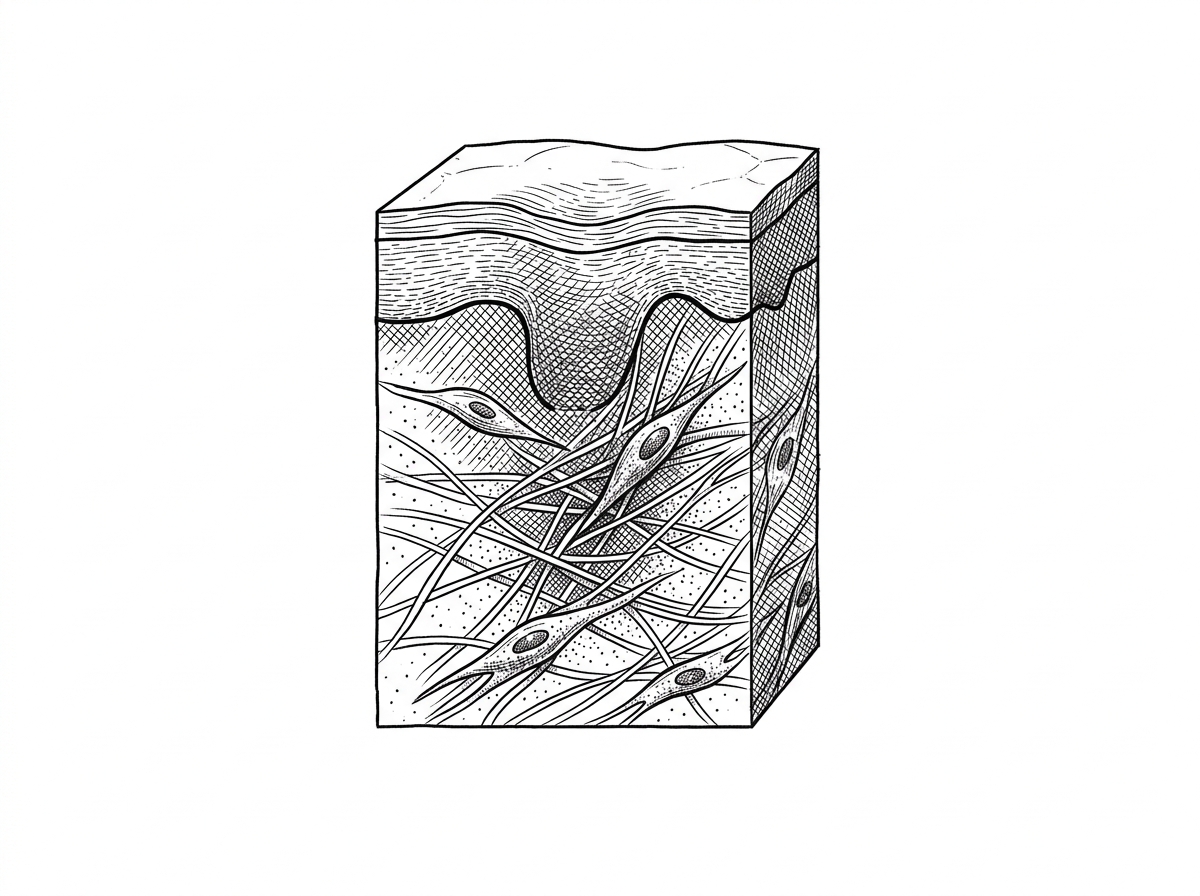 cross-section of healing skin layers showing fibroblast activity and collagen fibers - when to start scar treatment after