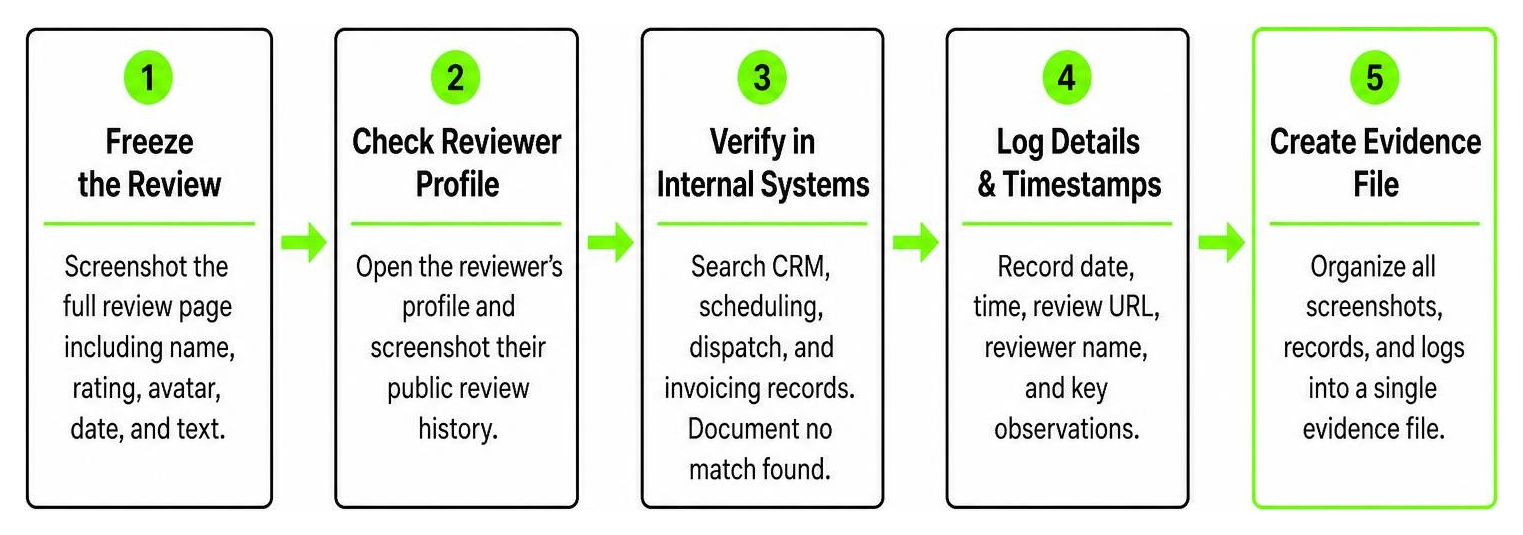 Diagram showing evidence gathering process from CRM checks to evidence file creation Diagram showing evidence gathering process from CRM checks to evidence file creation