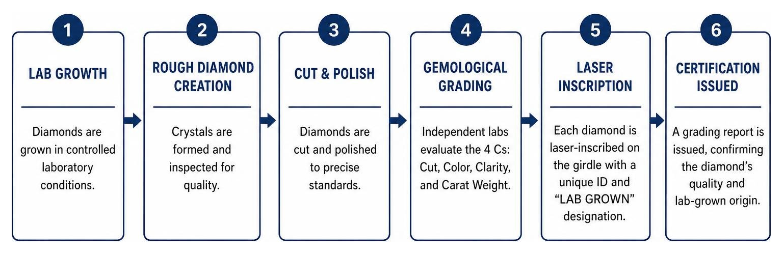 Diamond certification process flow for lab-created hoop earrings