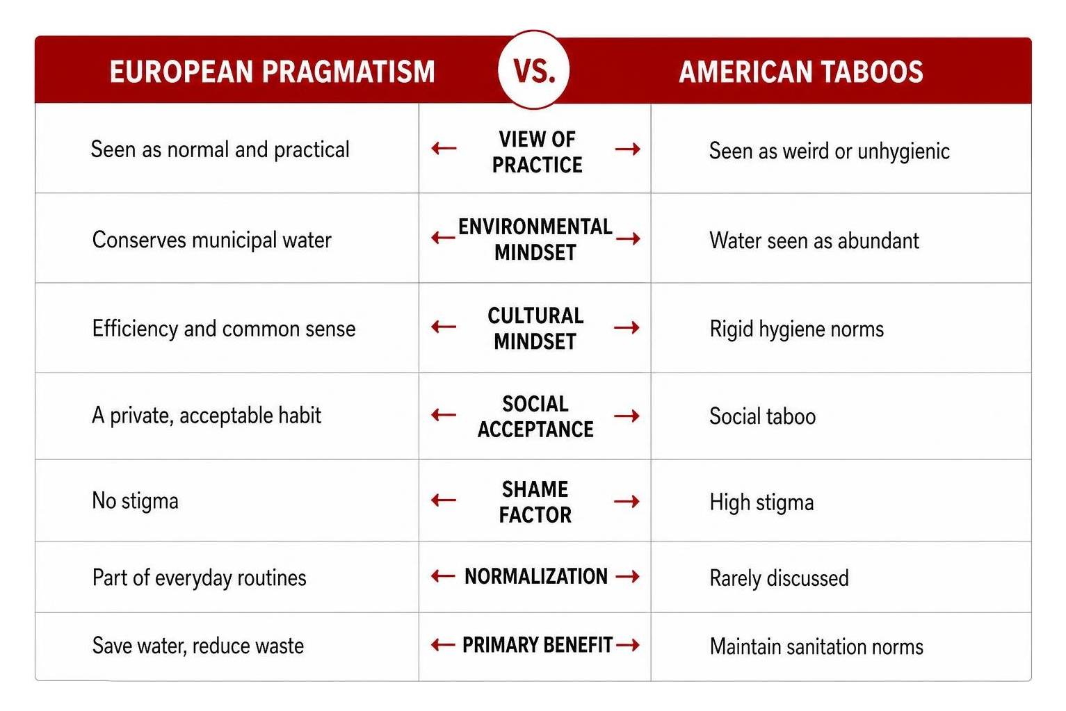 Cultural comparison: European pragmatism vs American taboos