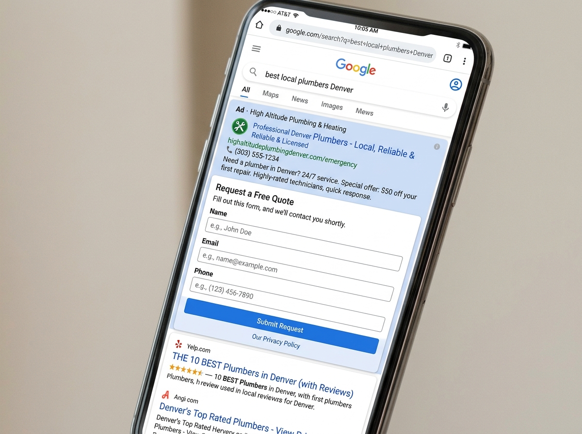 Lead form assets appearing in Google search results - Google Ads lead generation Lead form assets appearing in Google search results - Google Ads lead generation