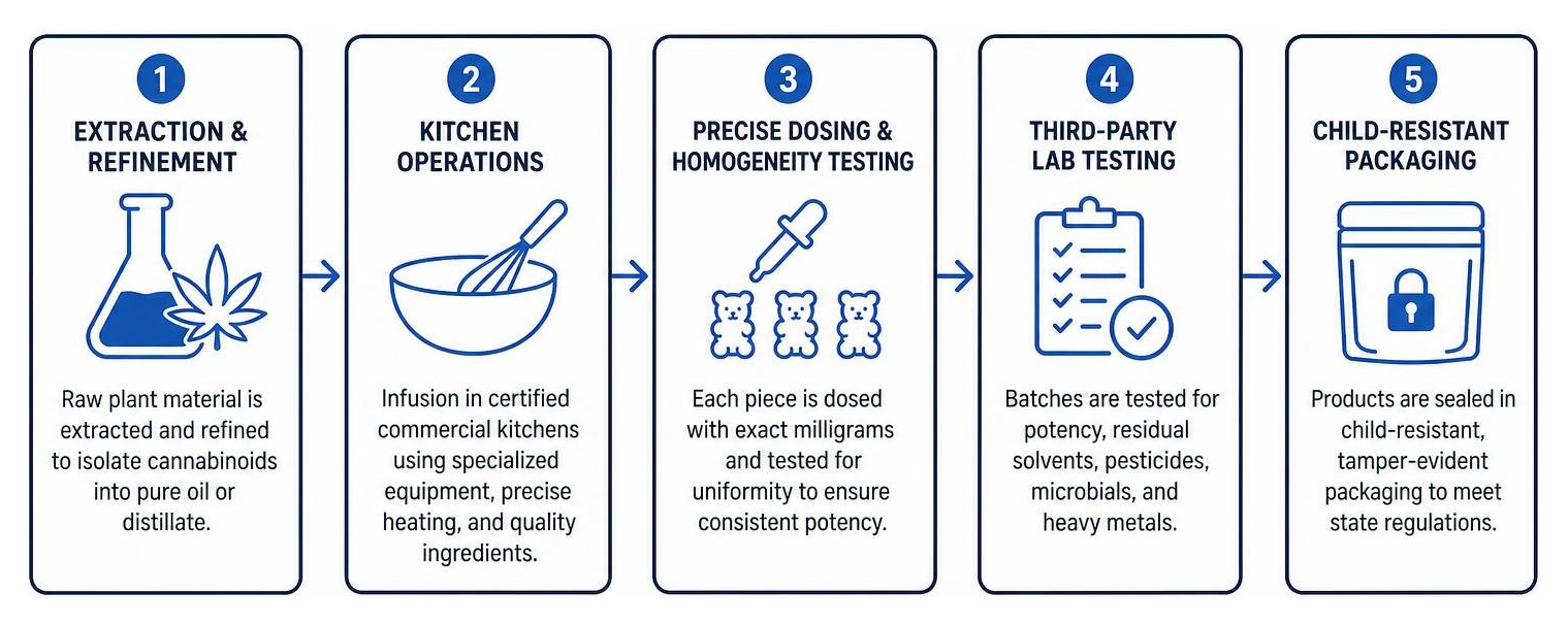 Edible production process from extraction to packaging Edible production process from extraction to packaging