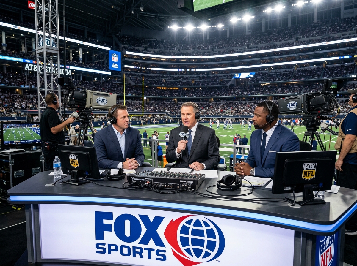 FOX Sports logo and NFL broadcasting equipment - 49ers vs Rams preview