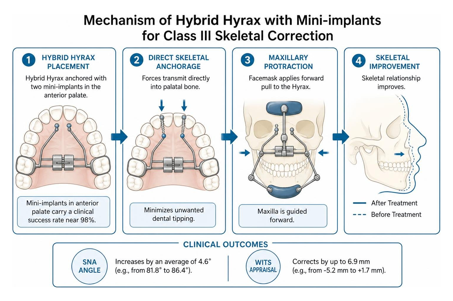 Mechanism of Hybrid Hyrax with mini-implants for Class III skeletal correction Mechanism of Hybrid Hyrax with mini-implants for Class III skeletal correction
