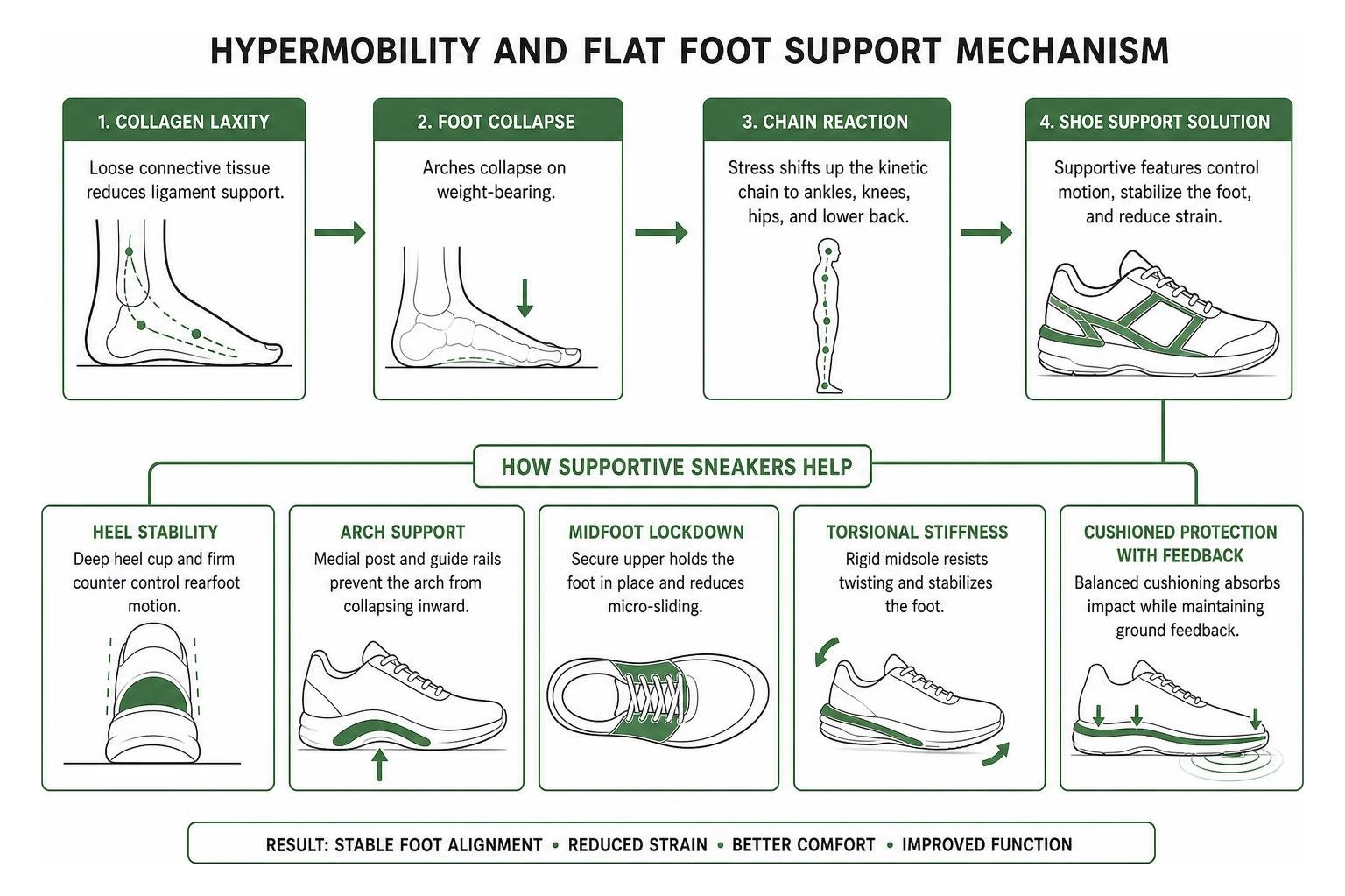 Hypermobility and flat foot support mechanism Hypermobility and flat foot support mechanism