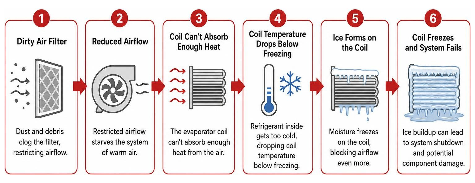 how dirty air filter leads to coil freezing