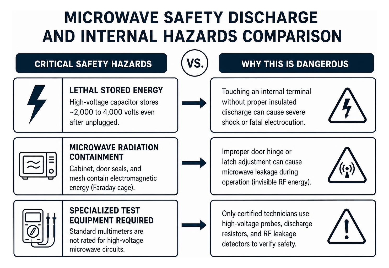 Microwave safety discharge and internal hazards comparison Microwave safety discharge and internal hazards comparison