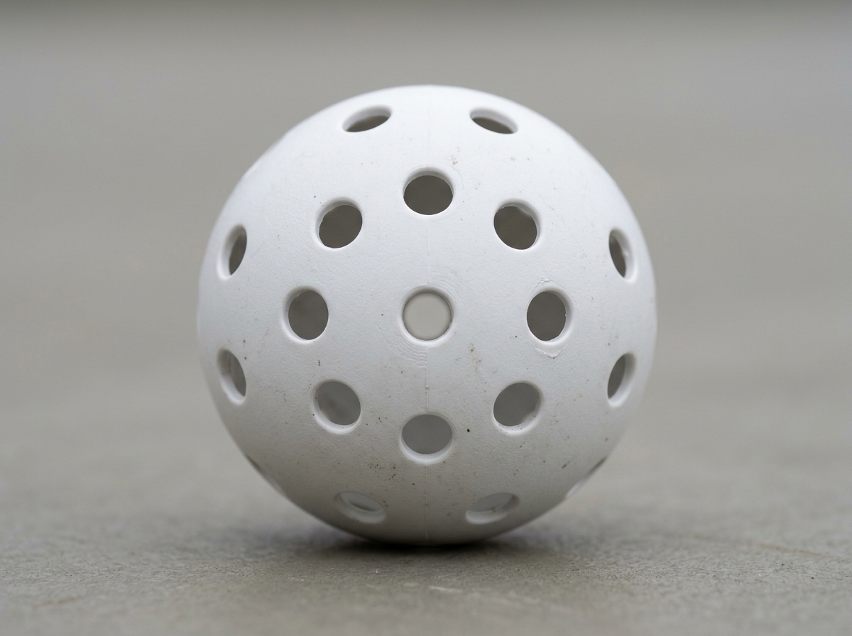 close-up of a 26-hole indoor ball showing the precision-drilled pattern - pickleball indoor balls close-up of a 26-hole indoor ball showing the precision-drilled pattern - pickleball indoor balls