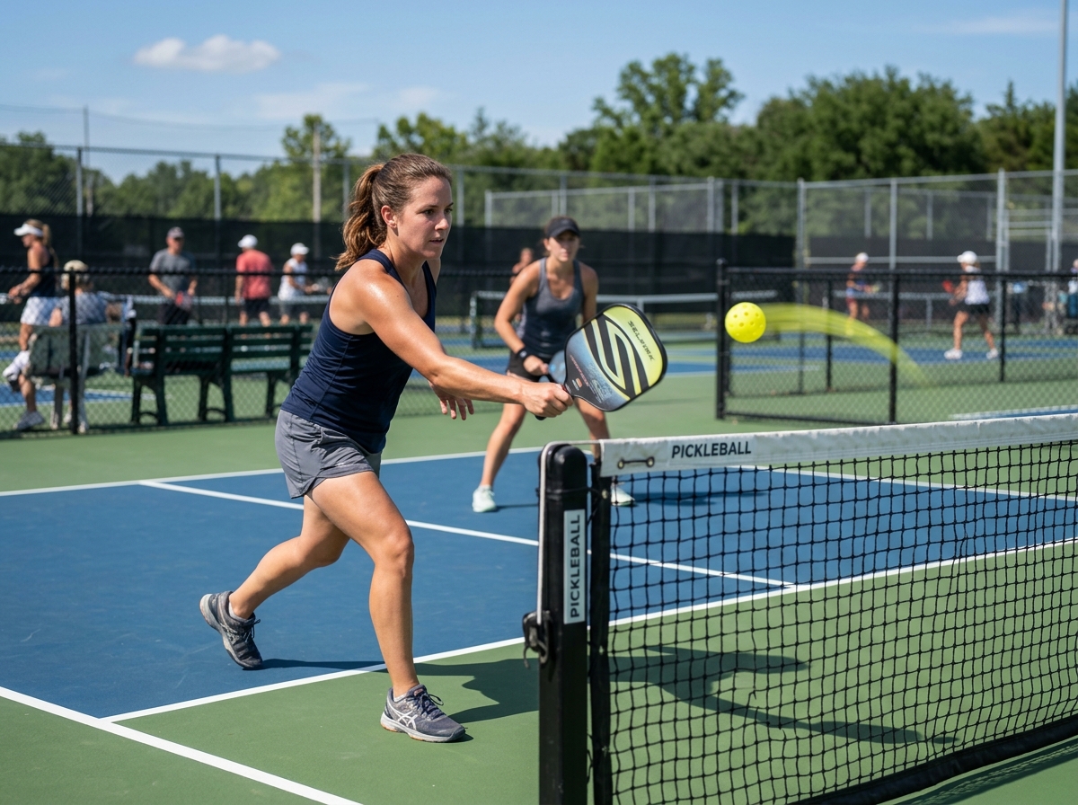 player hitting a perfect pickleball 3rd shot drop during a drill - 7 11 pickleball drill