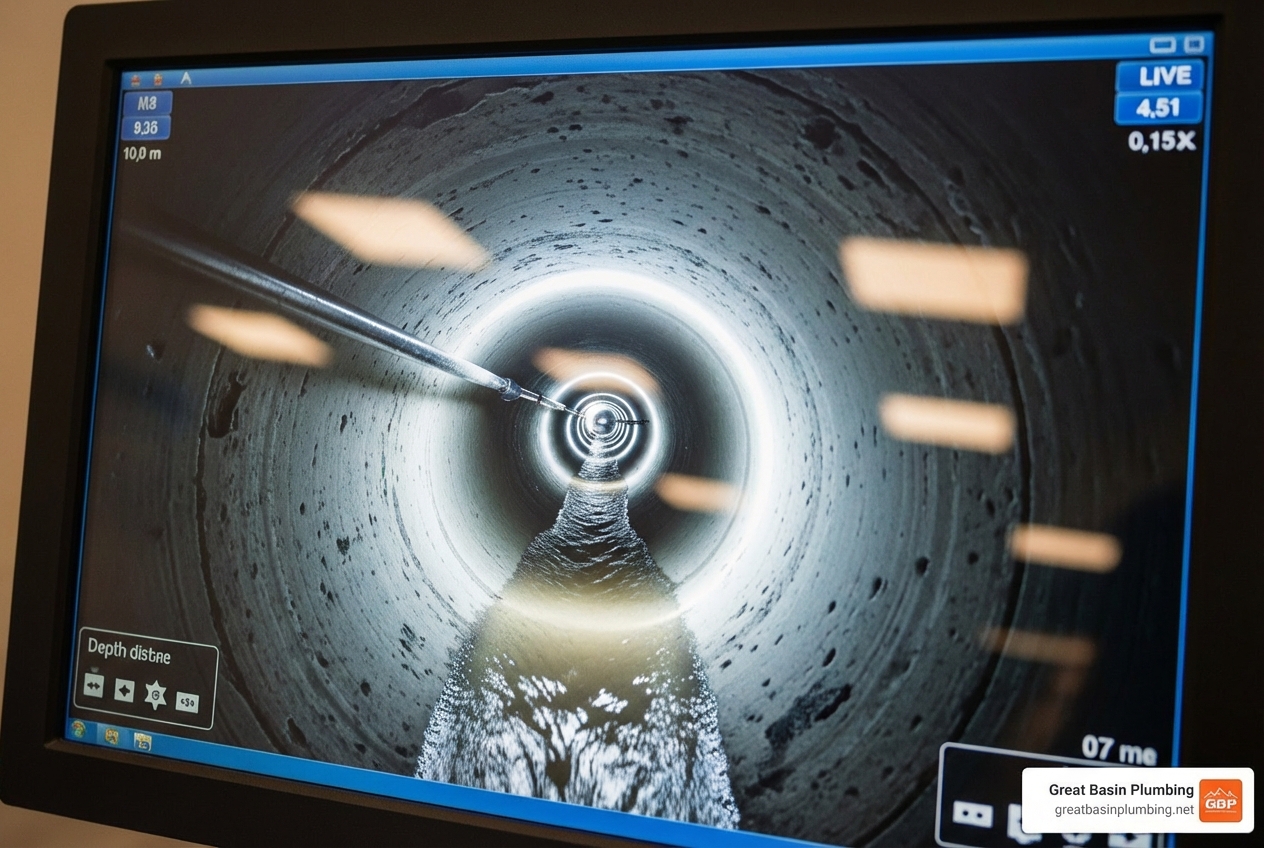 CCTV drain inspection camera on a monitor - drain unblocking cost near me