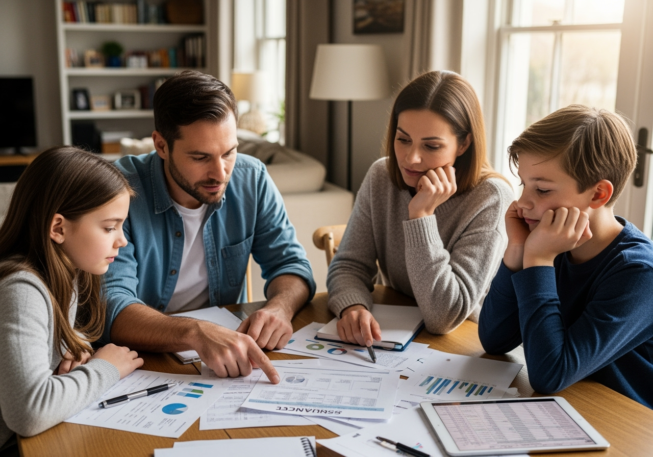 Family discussing insurance options - allstate insurance the villages fl