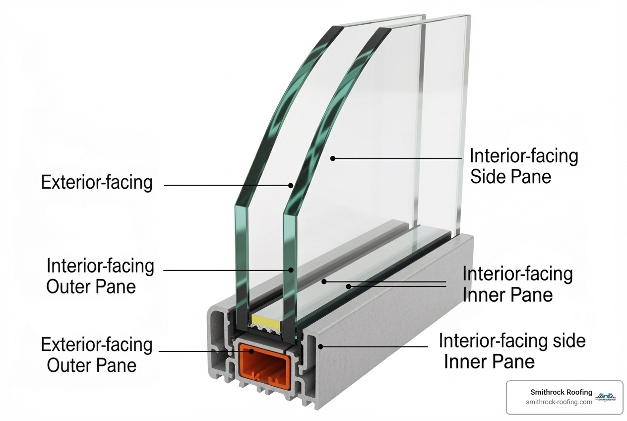 diagram illustrating the four surfaces of a double-pane Insulated Glass Unit (IGU) - insulated low e glass