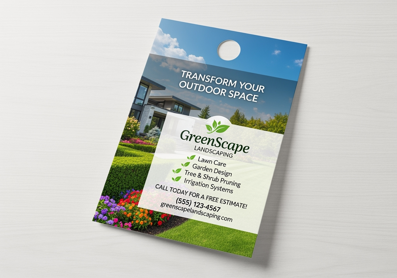 A high-quality printed flyer or door hanger - landscape marketing