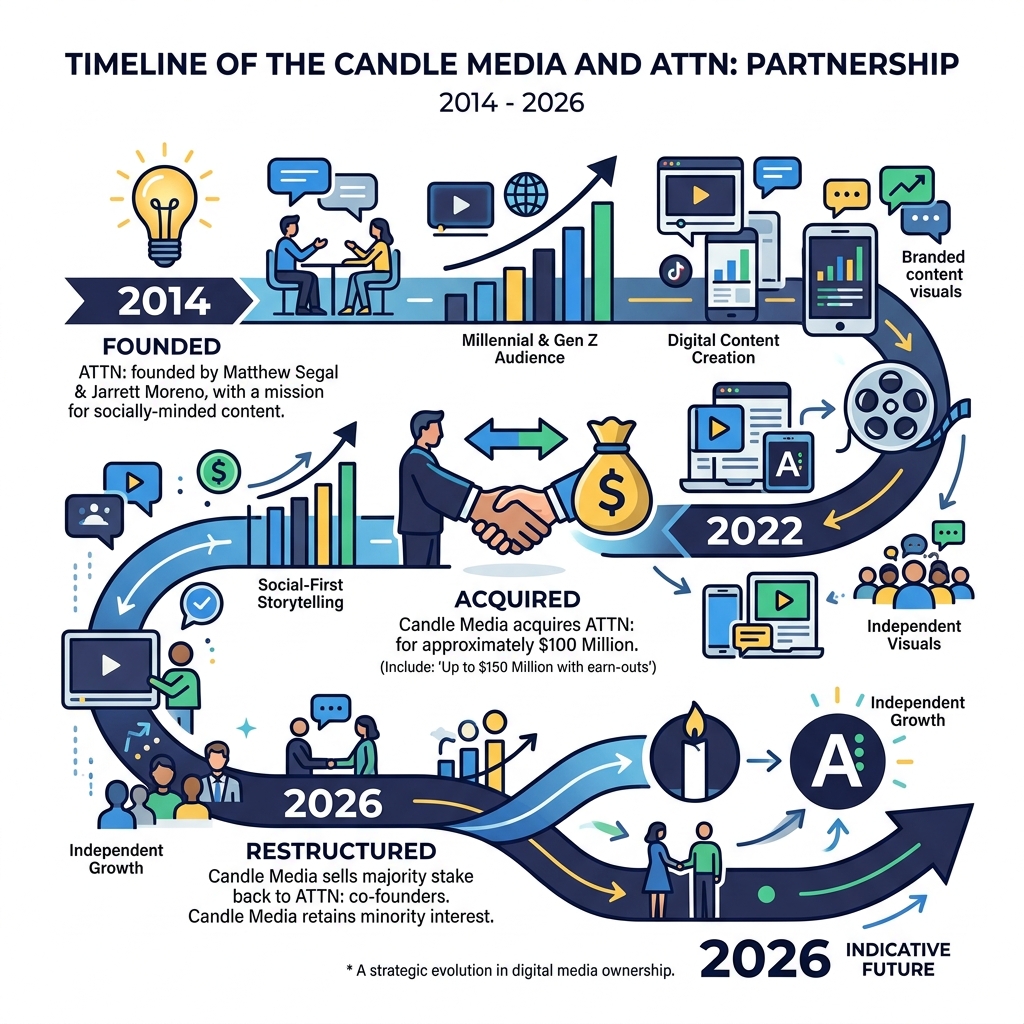 Timeline infographic of the Candle Media and ATTN: partnership from 2014 to 2026 - attn candle media infographic Timeline infographic of the Candle Media and ATTN: partnership from 2014 to 2026 - attn candle media infographic