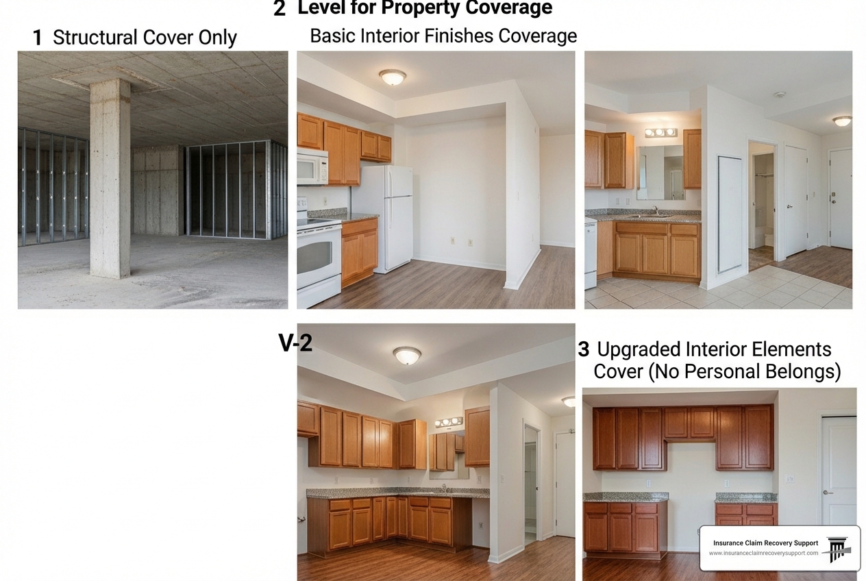 table comparing Bare Walls-In, Single Entity, and All-In coverage - association master policy table comparing Bare Walls-In, Single Entity, and All-In coverage - association master policy