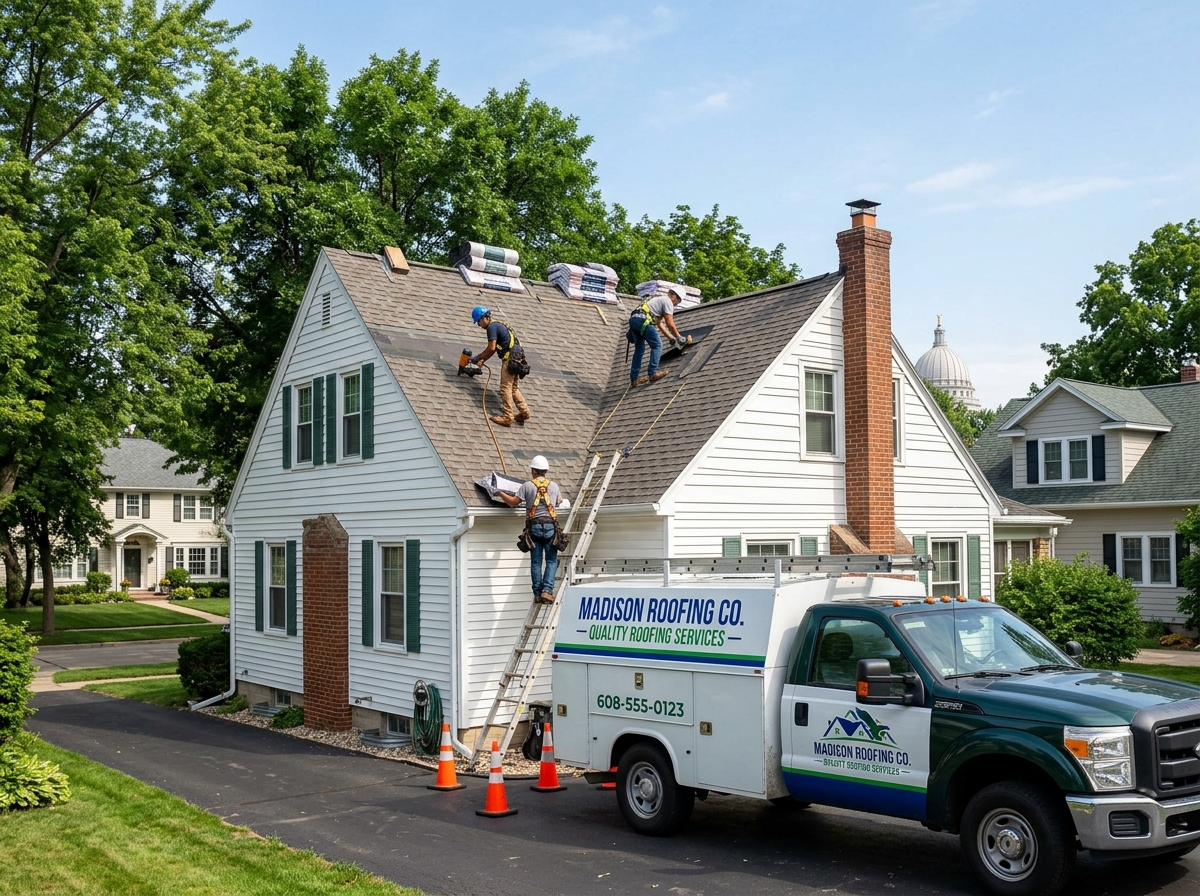 A professional performing a detailed commercial roof inspection on a flat TPO surface - madison wi roofing companies A professional performing a detailed commercial roof inspection on a flat TPO surface - madison wi roofing companies