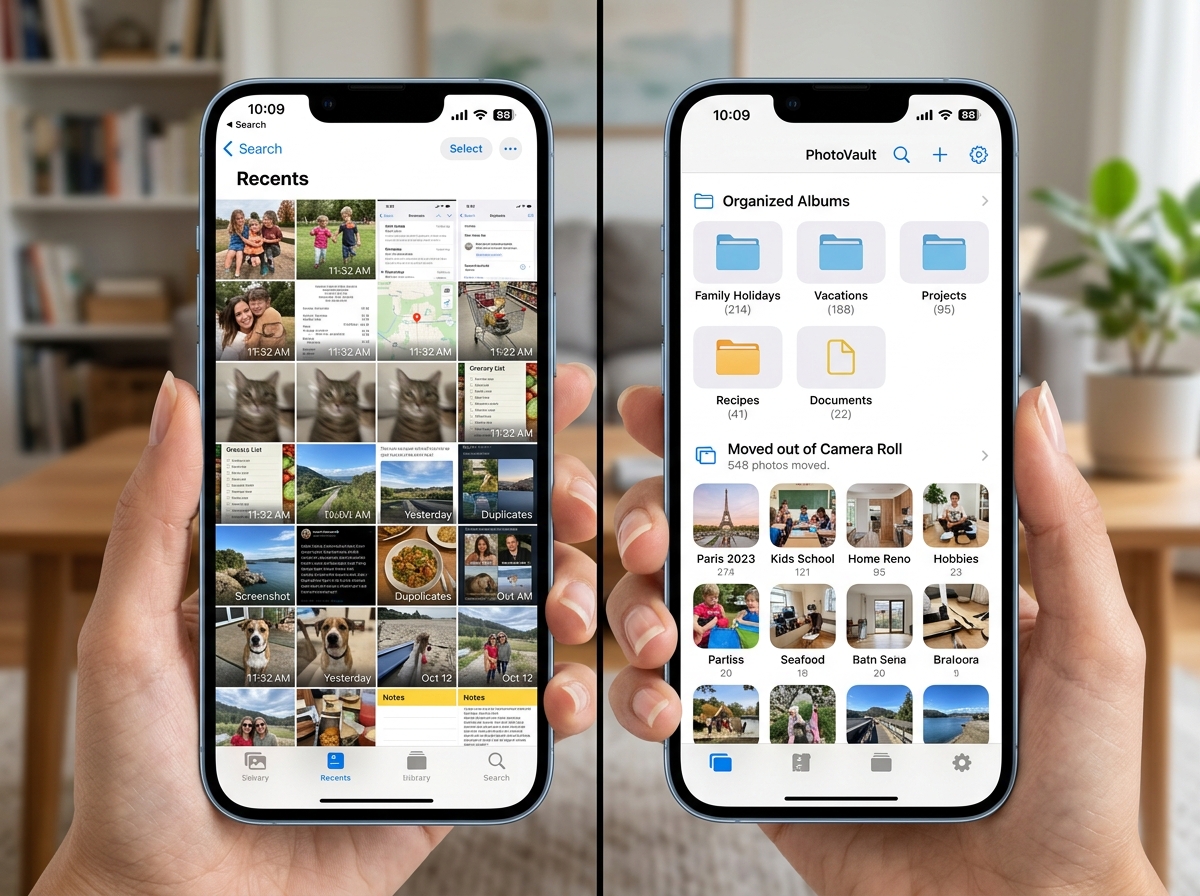 Comparing native Apple Photos vs third-party folder systems for better organization - photo management app ios
