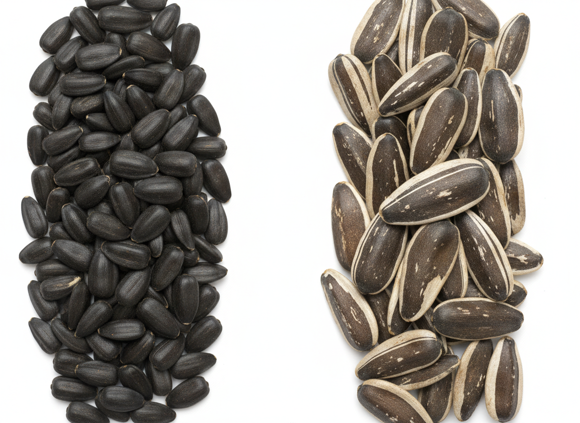 comparison of black oil sunflower seeds and striped sunflower seeds for sprouting - grow sunflower sprouts