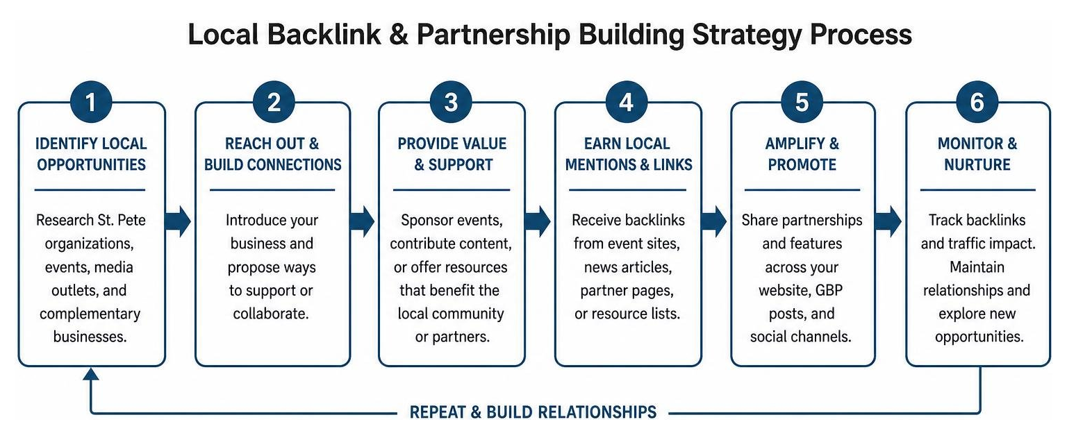 Local backlink and partnership building strategy process Local backlink and partnership building strategy process