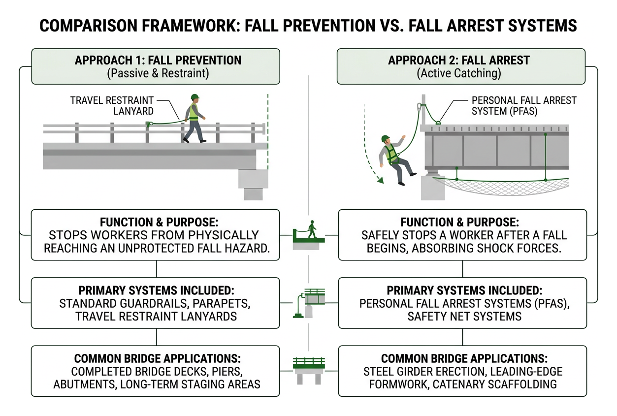 Comparison framework of fall prevention versus fall arrest systems on bridges Comparison framework of fall prevention versus fall arrest systems on bridges