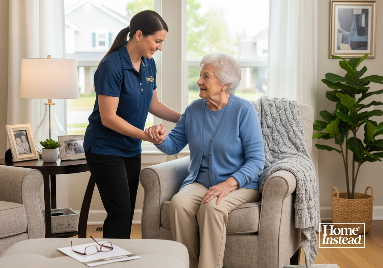 Diagram showing technology connecting clients, caregivers, and family - home instead inc