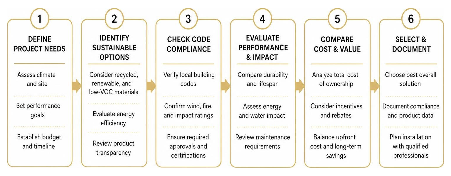 The process of selecting sustainable and code-compliant roofing materials