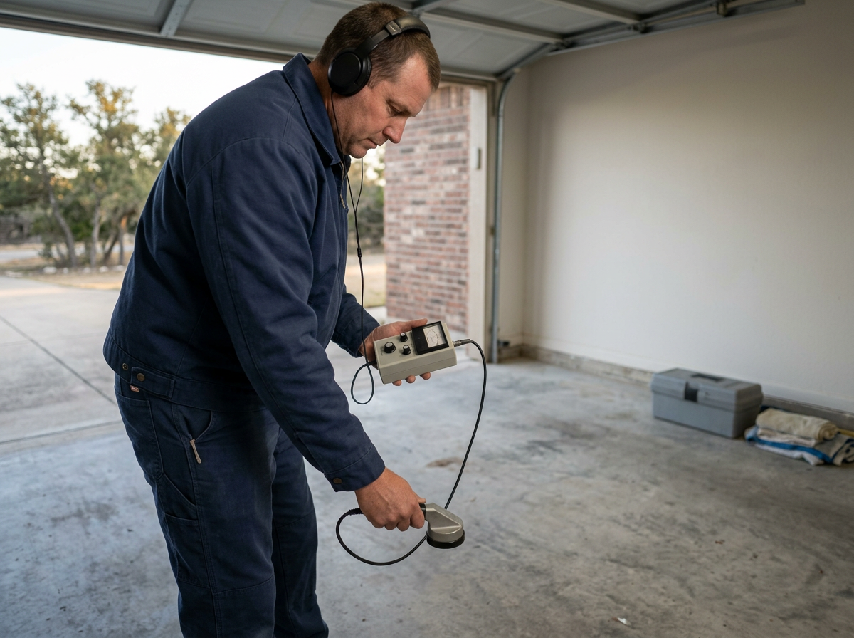 plumber using electronic slab leak detection equipment in BANDERA plumber using electronic slab leak detection equipment in BANDERA