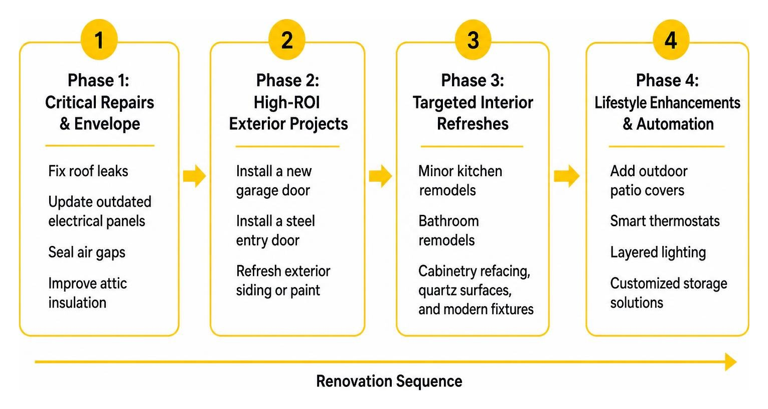 Step-by-step renovation sequence Step-by-step renovation sequence