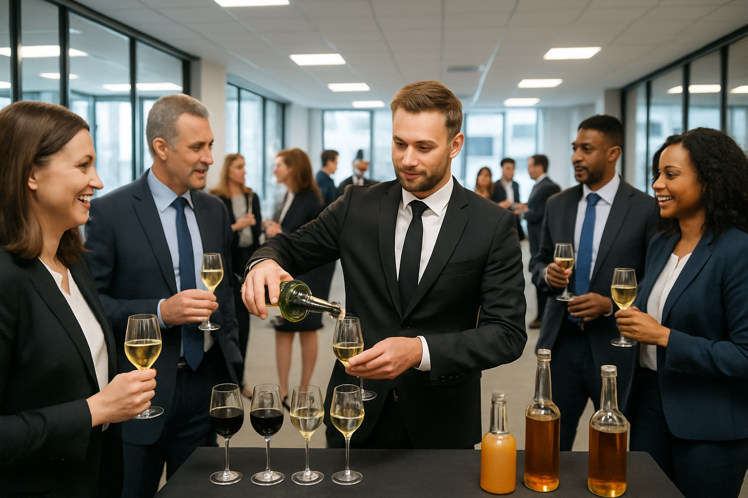 bartender serving drinks at corporate event - host liquor liability insurance policy