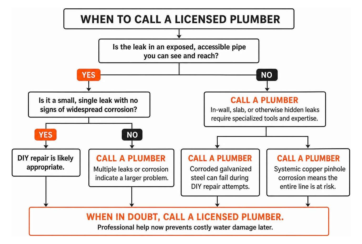 When to call a licensed plumber decision tree