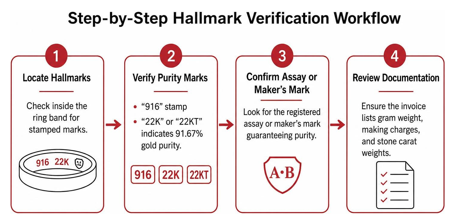 Step-by-step hallmark verification workflow