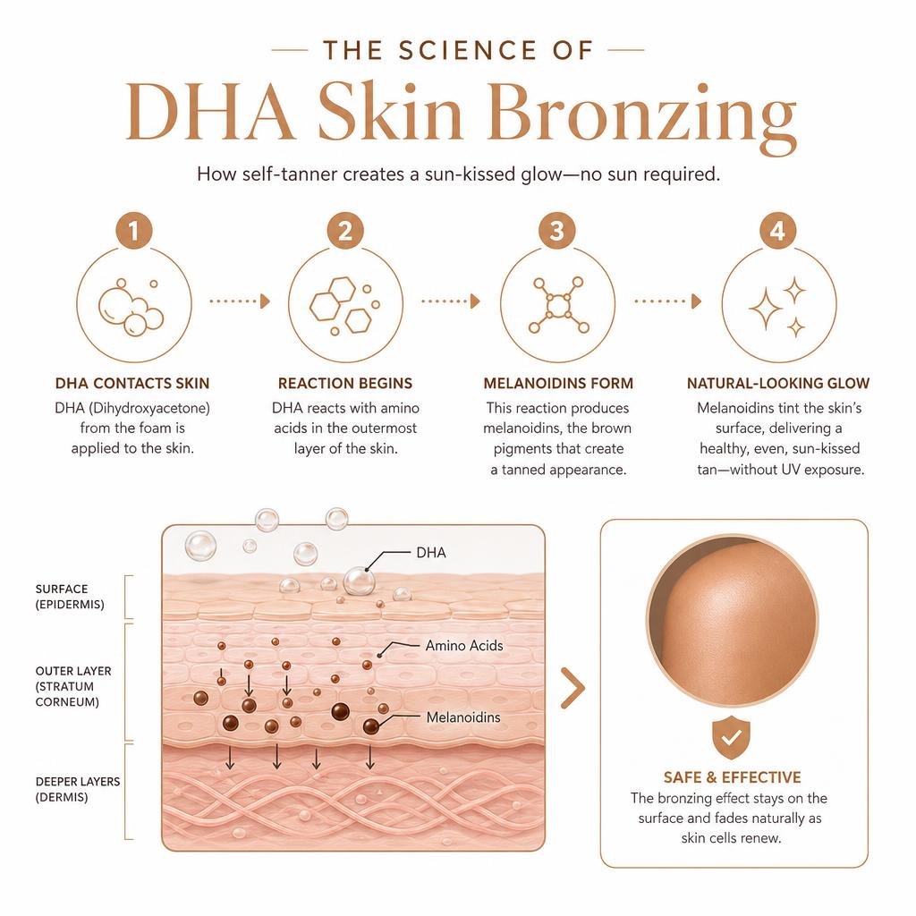 Science of DHA skin bronzing infographic