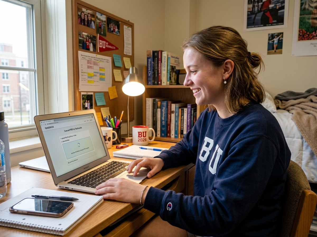 A student using a document upload interface to convert a PDF into flashcards - ai flashcard maker app A student using a document upload interface to convert a PDF into flashcards - ai flashcard maker app