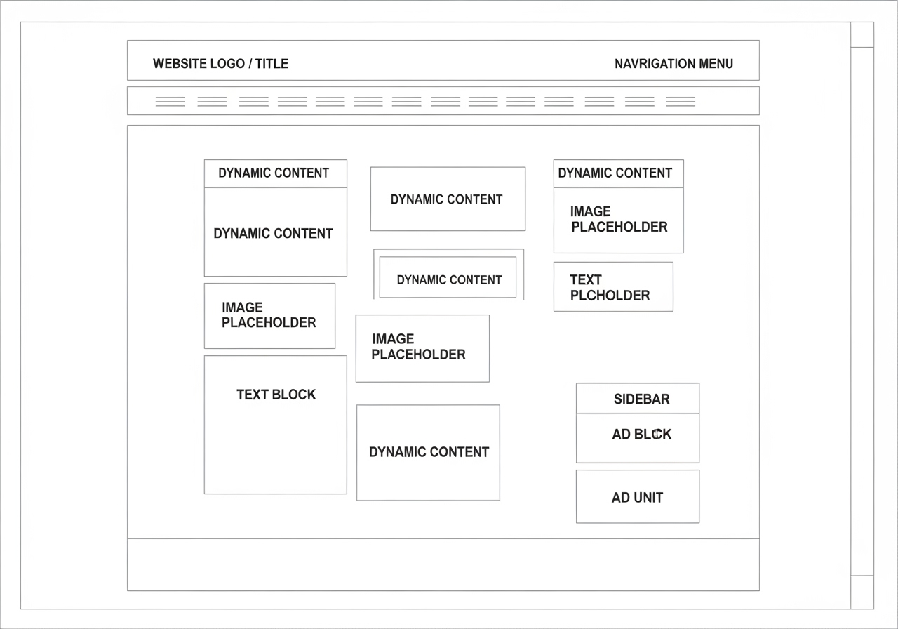 page template wireframe showing dynamic content placeholders - how to do programmatic seo