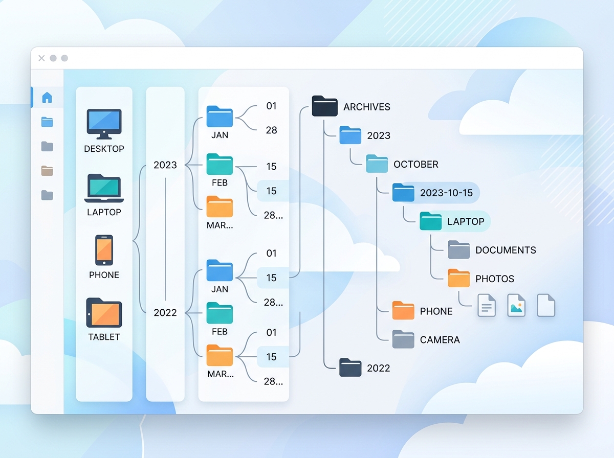 cloud folder structure organized by date and device - cloud upload handwritten notes