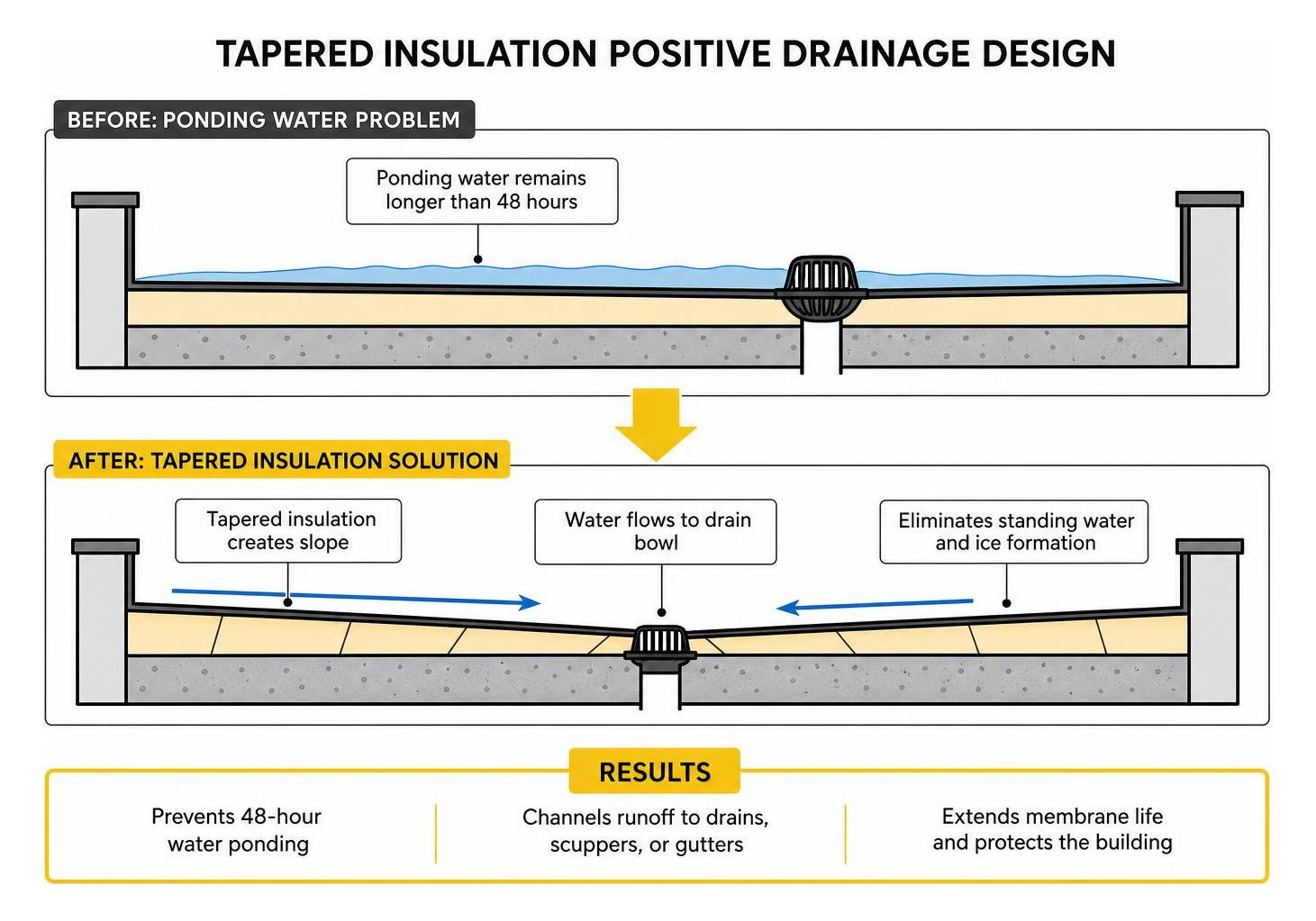 tapered insulation positive drainage design tapered insulation positive drainage design