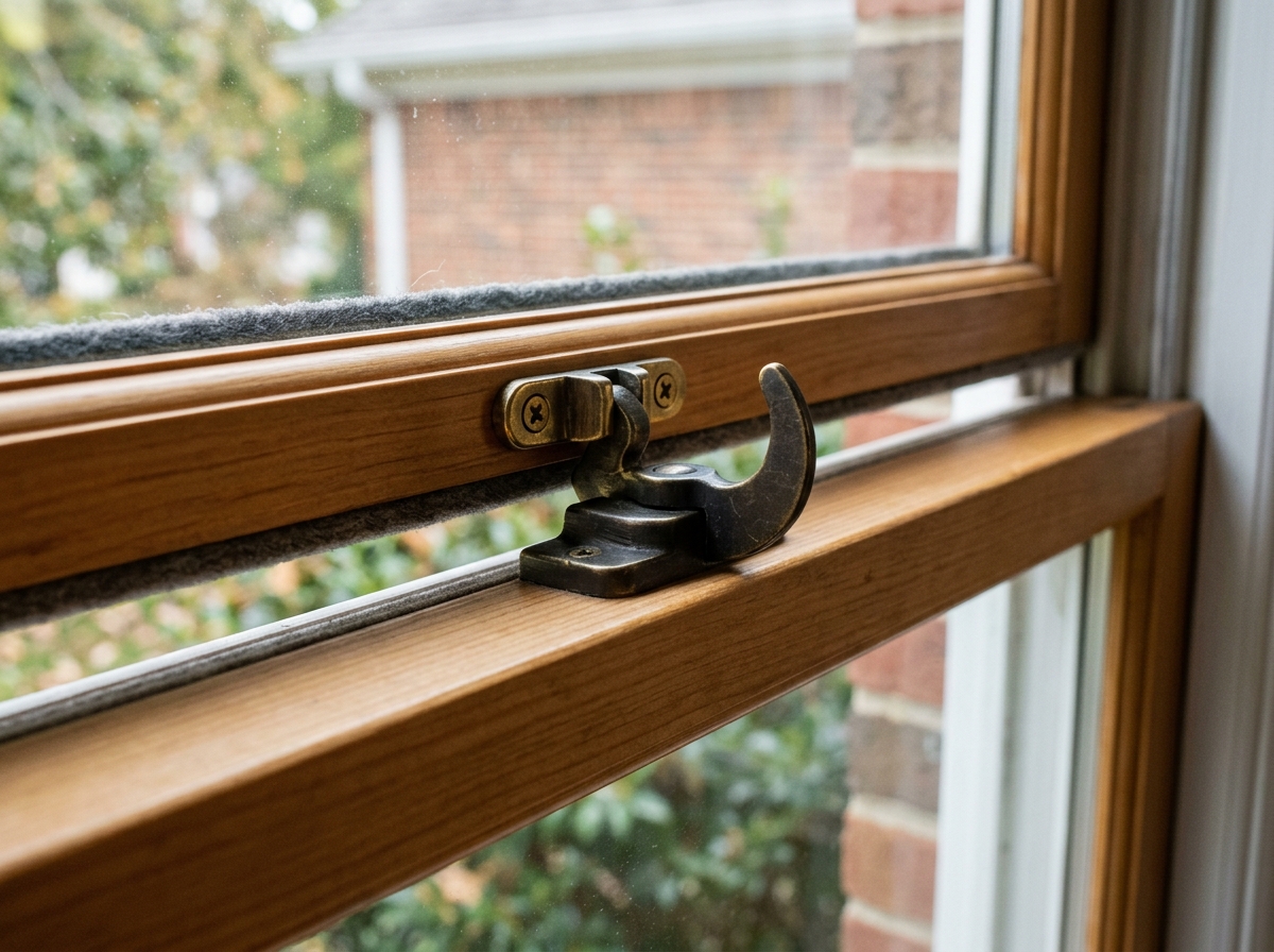 Cam-action lock securing two window sashes at the meeting rail - double hung window sash locks Cam-action lock securing two window sashes at the meeting rail - double hung window sash locks