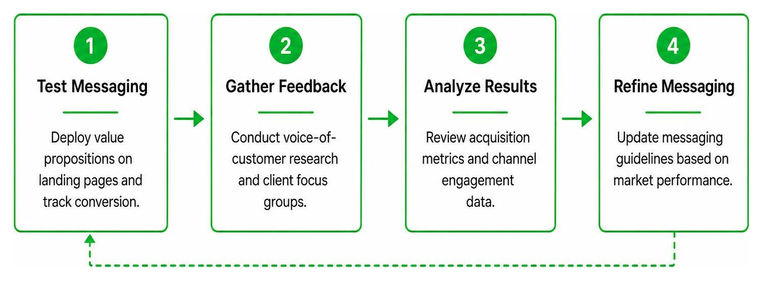 Iteration sequence diagram for testing and refining brand messaging Iteration sequence diagram for testing and refining brand messaging