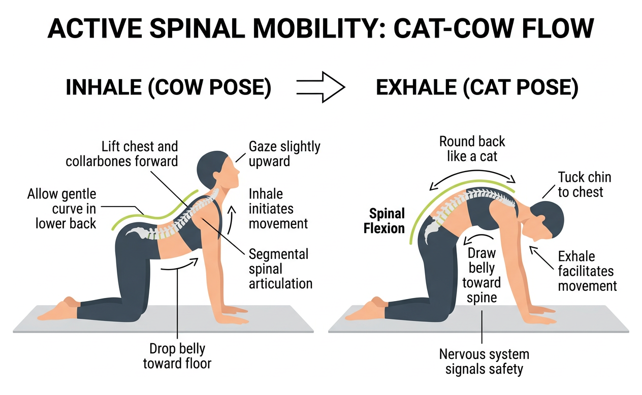 diagram showing spinal flexion and extension during cat cow pose