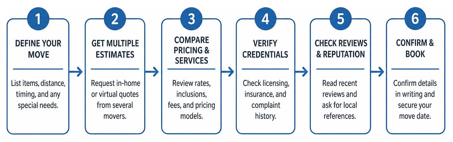 Evaluation process diagram for choosing local movers