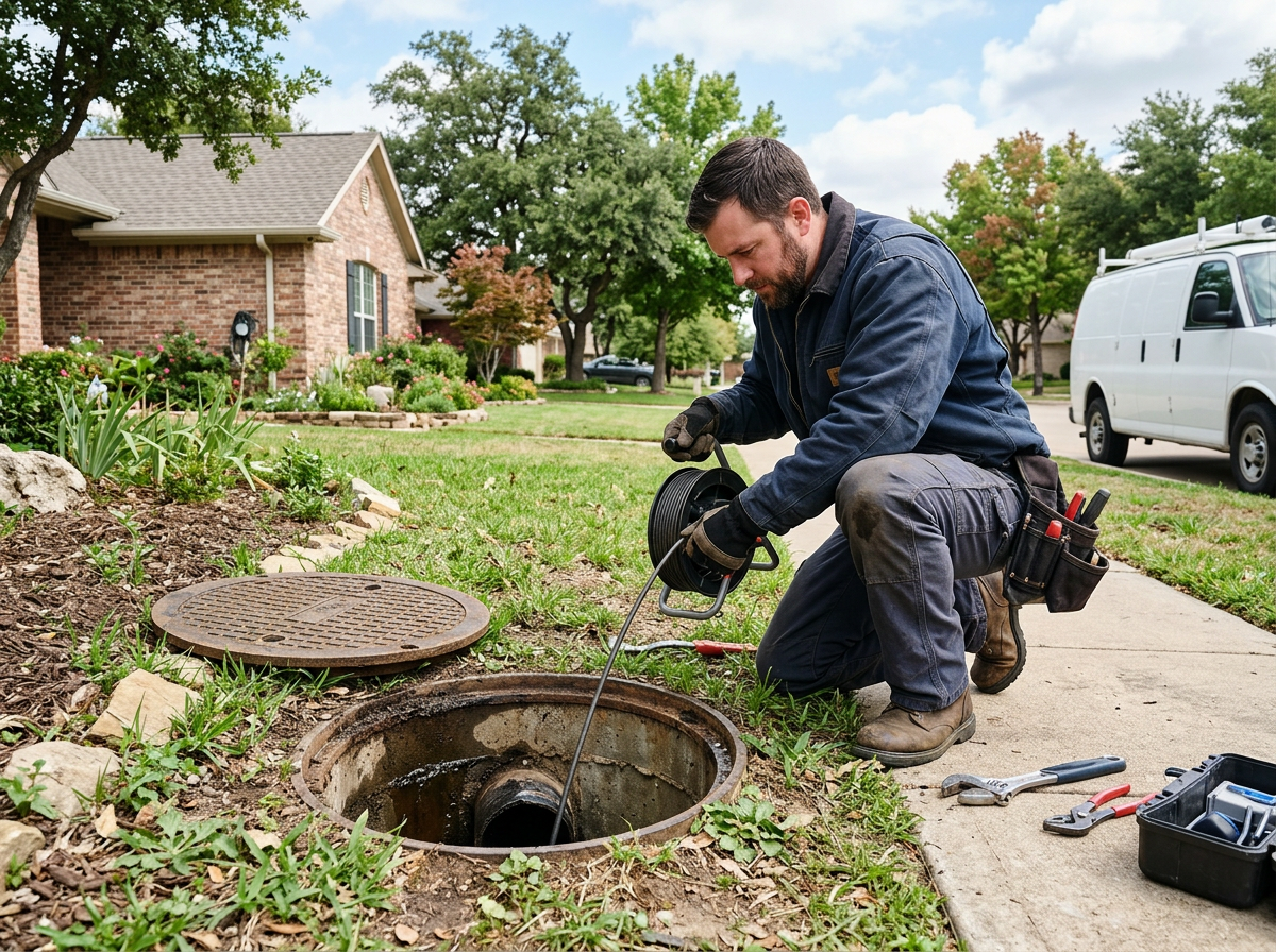 plumber inspecting a sewer line