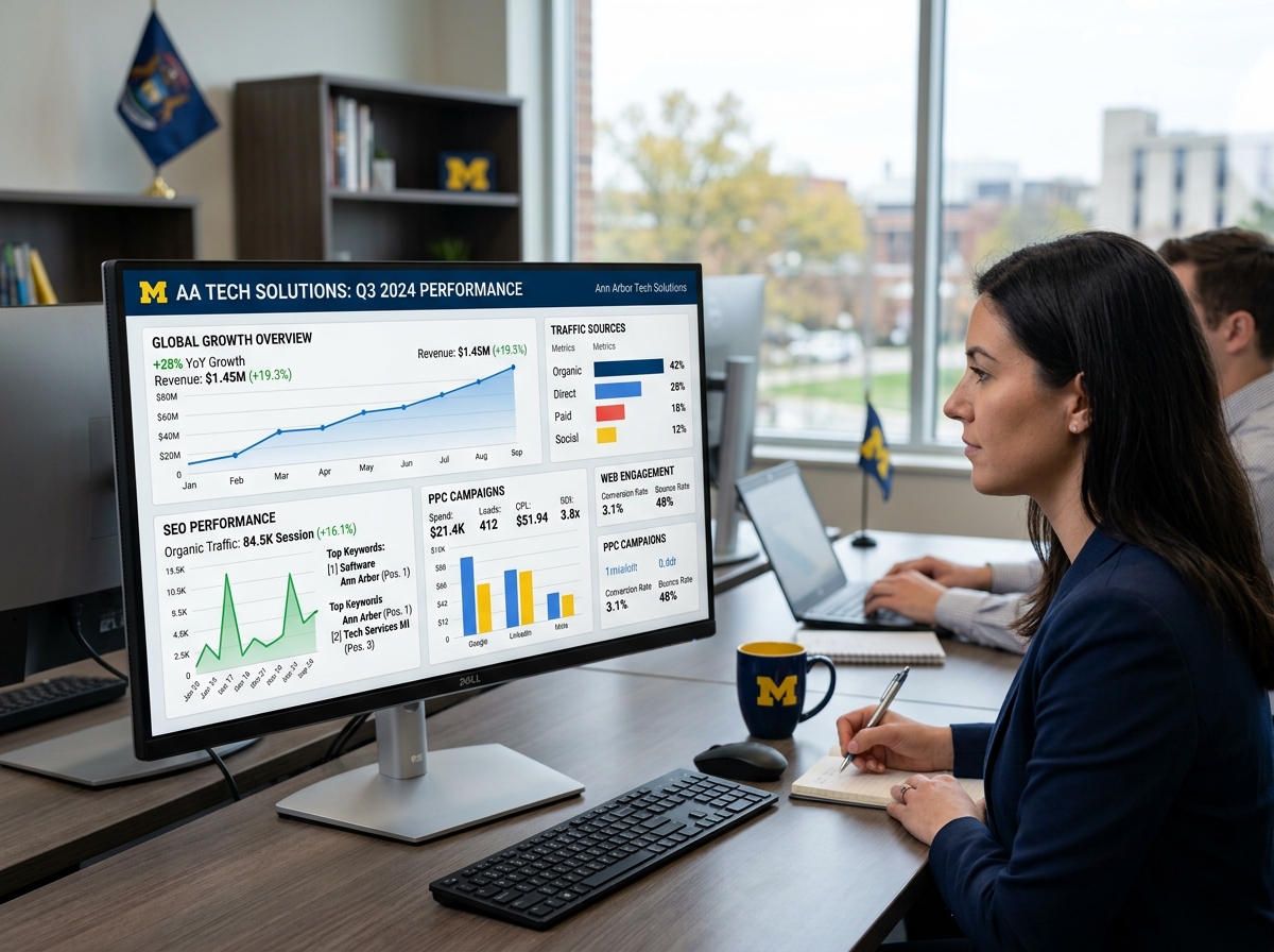 A data-driven marketing dashboard showing growth metrics for an Ann Arbor business - ann arbor advertising agencies A data-driven marketing dashboard showing growth metrics for an Ann Arbor business - ann arbor advertising agencies
