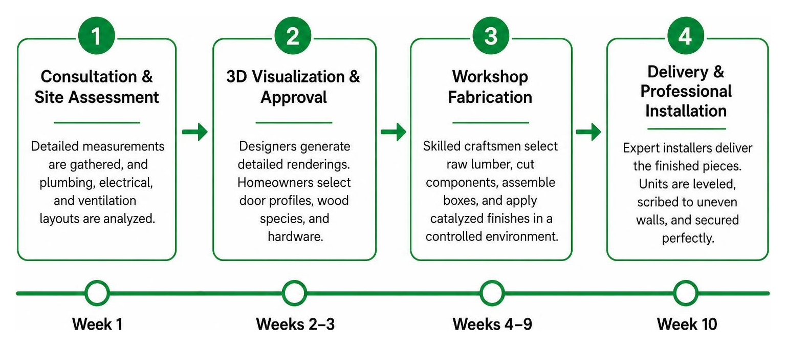 Standard custom cabinet project timeline diagram Standard custom cabinet project timeline diagram
